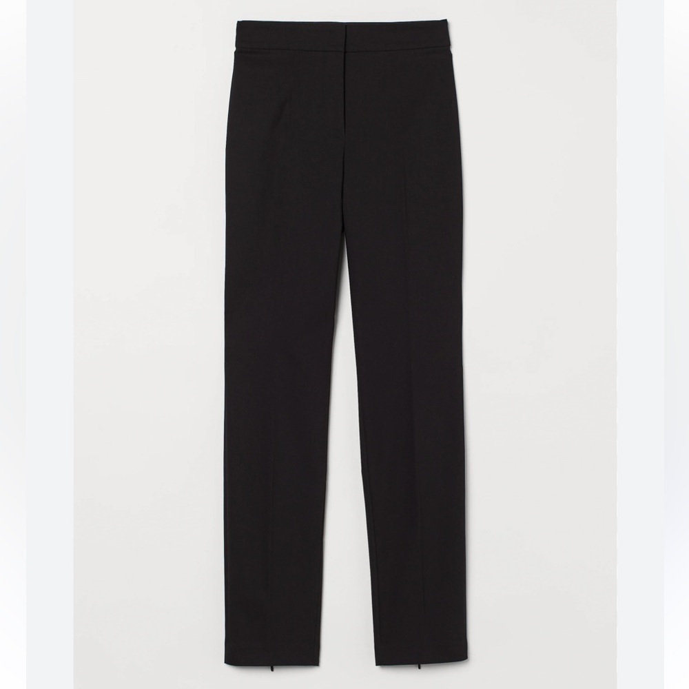 H&M Black Ankle Mid Rise Straight Leg Pocketed Black Pants Trousers Stretch 10